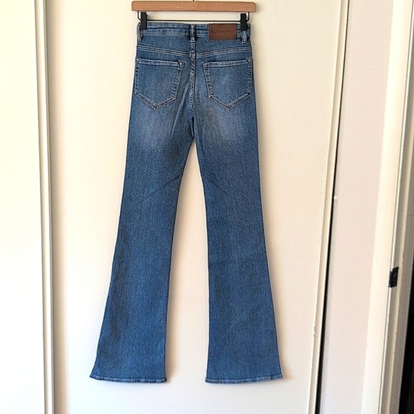 AllSaints Womens 25 Button Flare Fit Jeans Denim Boho Western Casual Classic - Picture 5 of 8